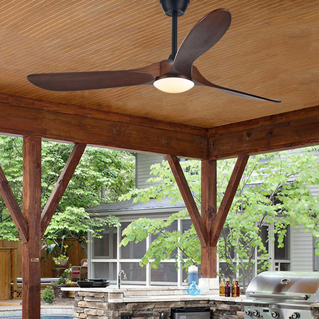 [Open-Box]Retro Solid Wood Frequency Conversion Silent Dimming Ceiling Fan with Lights