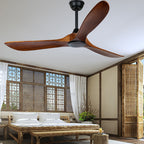 [Open-Box]Retro Solid Wood Frequency Conversion Silent Dimming Ceiling Fan with Lights