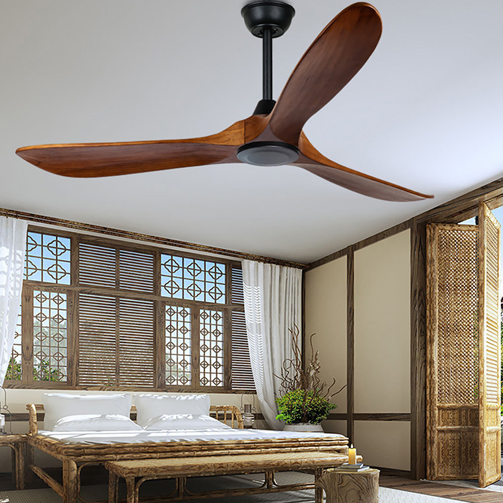 [Open-Box]Retro Solid Wood Frequency Conversion Silent Dimming Ceiling Fan with Lights