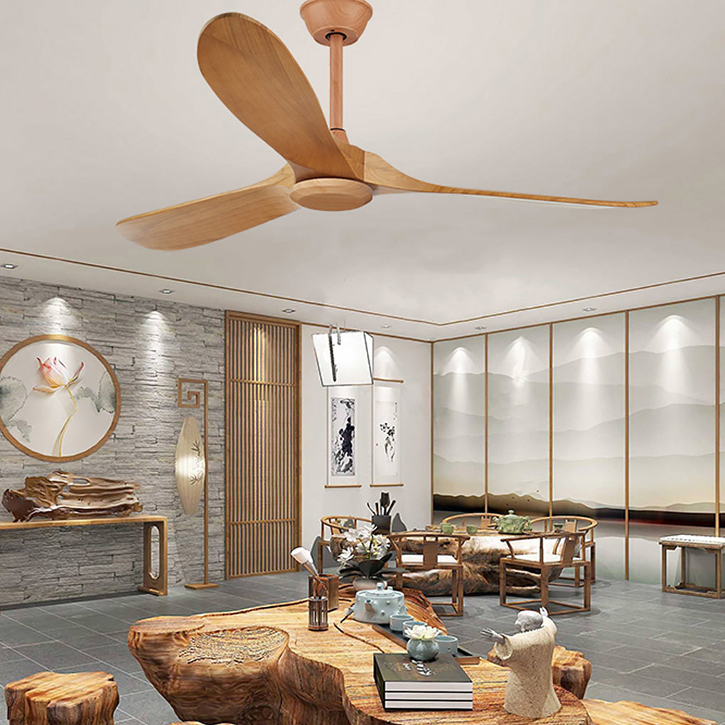 [Open-Box]Retro Solid Wood Frequency Conversion Silent Dimming Ceiling Fan with Lights