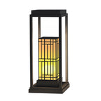 Traditional Asian Outdoor Light with Rectangular Frame and Patterned Lampshade