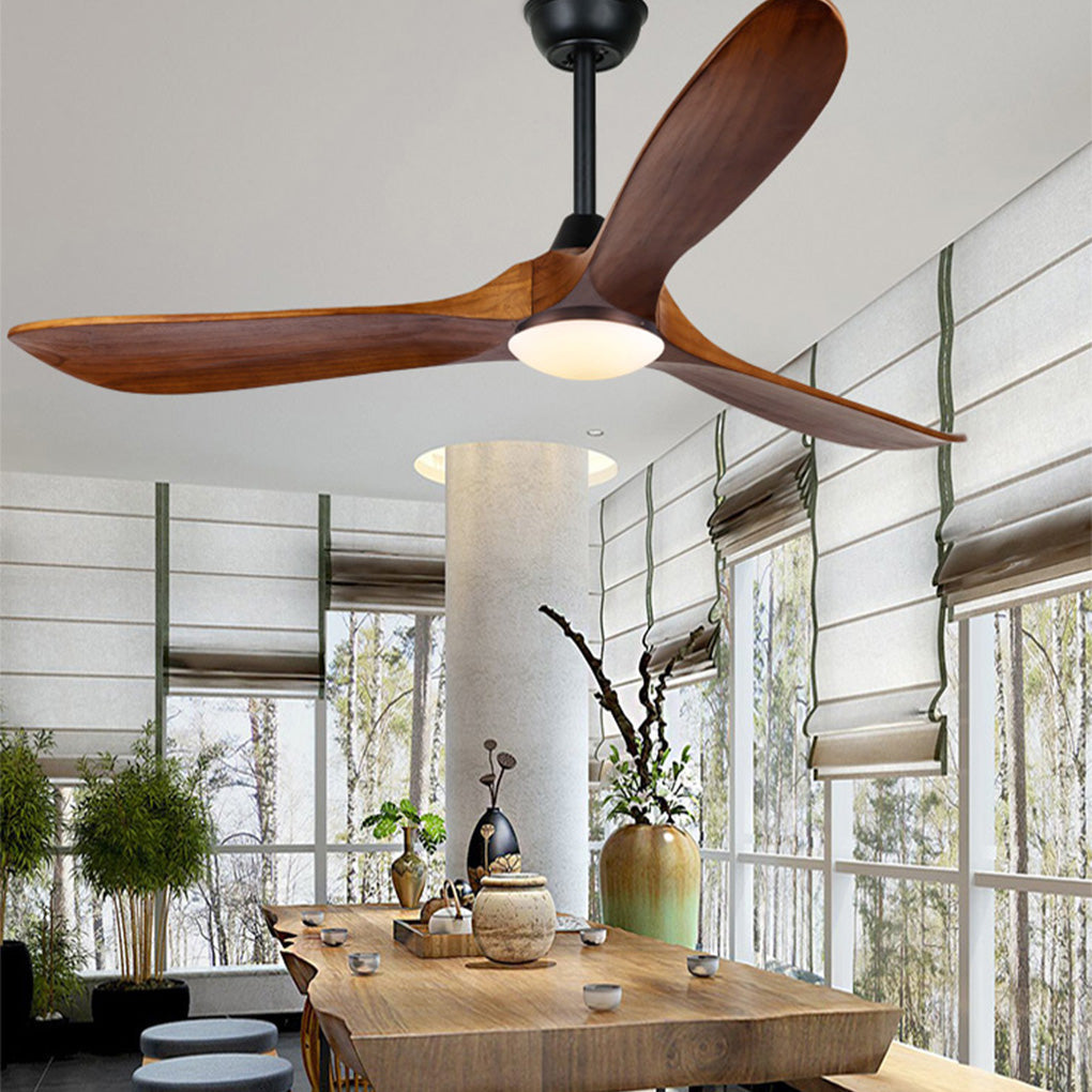 [Open-Box]Retro Solid Wood Frequency Conversion Silent Dimming Ceiling Fan with Lights