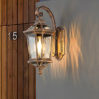 1-Light Black Clear Water Glass Outdoor Wall Light Lantern Wall Sconce Porch Wall Mounted Lights Exterior Wall Lamp