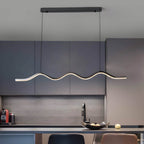 1-Light Black Wave Linear LED Pendant Light