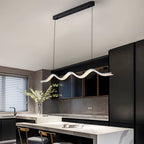 1-Light Black Wave Linear LED Pendant Light