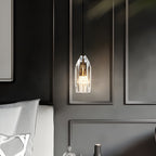 1-Light Clear Single Geometric Pendant with Crystal Accents