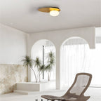 1-Light LED Oval Metal White Glass Flush Mount Ceiling Light