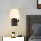 American style Swing Arm Wall Lamp with Fabric Shade Iron Light