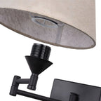 American style Swing Arm Wall Lamp with Fabric Shade Iron Light