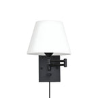 American style Swing Arm Wall Lamp with Fabric Shade Iron Light