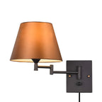 American style Swing Arm Wall Lamp with Fabric Shade Iron Light