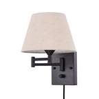 American style Swing Arm Wall Lamp with Fabric Shade Iron Light