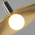 1-Light Mid-Century Brass Flared Pendant Light with White Glass Shade