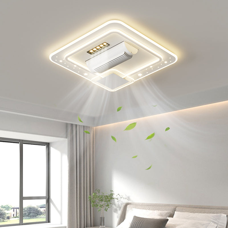 （BF216）BEMFAN 2026 New Bladeless Ceiling Fan with Light,three color dimming,  20-inch Modern Recessed Ceiling Fan with Remote Control and Dimmable LED Light, 6-Speed Fan Light, Suitable for Bedroom and Living Room, Applicable Voltage Range: 100-240V
