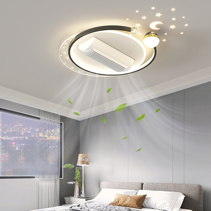 （BF214）BEMFAN 2026 New Bladeless Ceiling Fan with Light,three color dimming,  20-inch Modern Recessed Ceiling Fan with Remote Control and Dimmable LED Light, 6-Speed Fan Light, Suitable for Bedroom and Living Room, Applicable Voltage Range: 100-240V