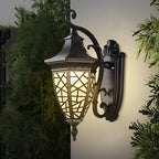 Retro Pattern Waterproof Black American Style Solar Powered Wall Lamp
