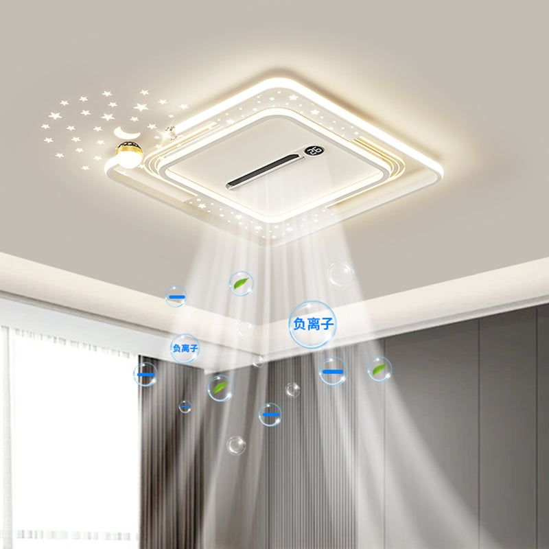 （BF001）BEMFAN 2026 New Bladeless Ceiling Fan with Light, three color dimming, 20-inch Modern Recessed Ceiling Fan with Remote Control and Dimmable LED Light, 6-Speed Fan Light, Suitable for Bedroom and Living Room,Applicable Voltage Range: 100-240V