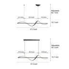 Minimalist Strip Waves Creative LED Copper Modern Dining Room Chandelier