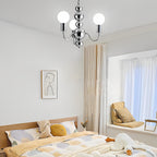 Iron Electroplating Glass Ball Shade Minimalist French Style Chandelier