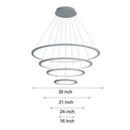 4 Rings Chandelier Light LED Mid-century Chandeliers with Remote