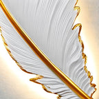 Modern Art Decorative Resin Feather Dimmable White Wall Sconces with LED Strip