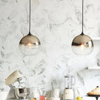 Glass Round Pendant Light Modern Single-Ball Ceiling Light
