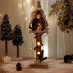 Creative Wooden Christmas Houses Village Ornaments Decoration with Lights