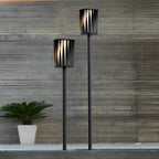 Stainless Steel Outdoor Floor Lamp with Rotating Design and Vertical Slats