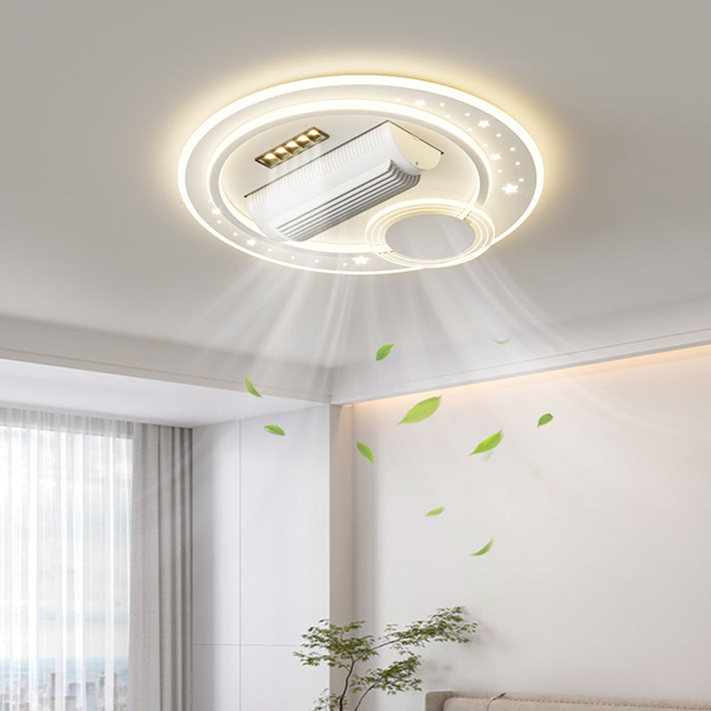 （BF216）BEMFAN 2026 New Bladeless Ceiling Fan with Light,three color dimming,  20-inch Modern Recessed Ceiling Fan with Remote Control and Dimmable LED Light, 6-Speed Fan Light, Suitable for Bedroom and Living Room, Applicable Voltage Range: 100-240V