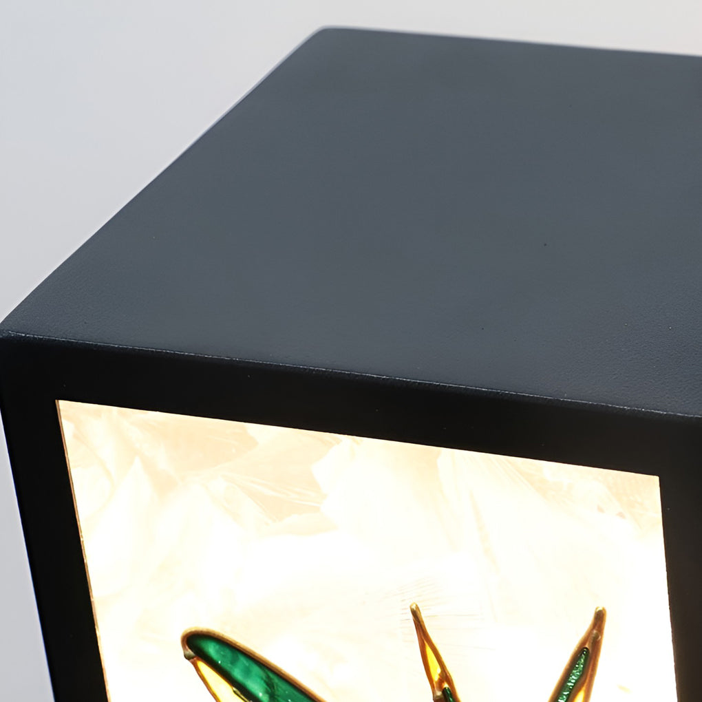 Vintage Square Solar LED Path Light Artistic Floral Landscape Bollard Lights