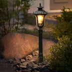 Vintage Classic Black LED Outdoor Lawn Post Light with Water Glass Lens