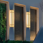 [Open-Box]Retro Vertical Stripe Grid LED Waterproof Brown Outdoor Wall Lamp