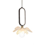 Creative Lotus Flowers Luminous Copper Oval Ring LED Modern Pendant Lights