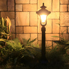 Vintage Classic Black LED Outdoor Lawn Post Light with Water Glass Lens