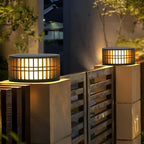 Round Creative Waterproof LED Black Modern Solar Fence Post Lights