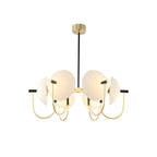 1/3/6 Heads Semicircular Opal Glass Dome Chandelier Aperture Pendant Light Hanging Ceiling Lighting