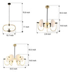 1/3/6 Heads Semicircular Opal Glass Dome Chandelier Aperture Pendant Light Hanging Ceiling Lighting