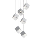 1/3/6/9-Light Multi Glass Ice Cube Metallic Staircase Chandelier in Gold/Chrome
