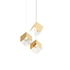 1/3/6/9-Light Multi Glass Ice Cube Metallic Staircase Chandelier in Gold/Chrome