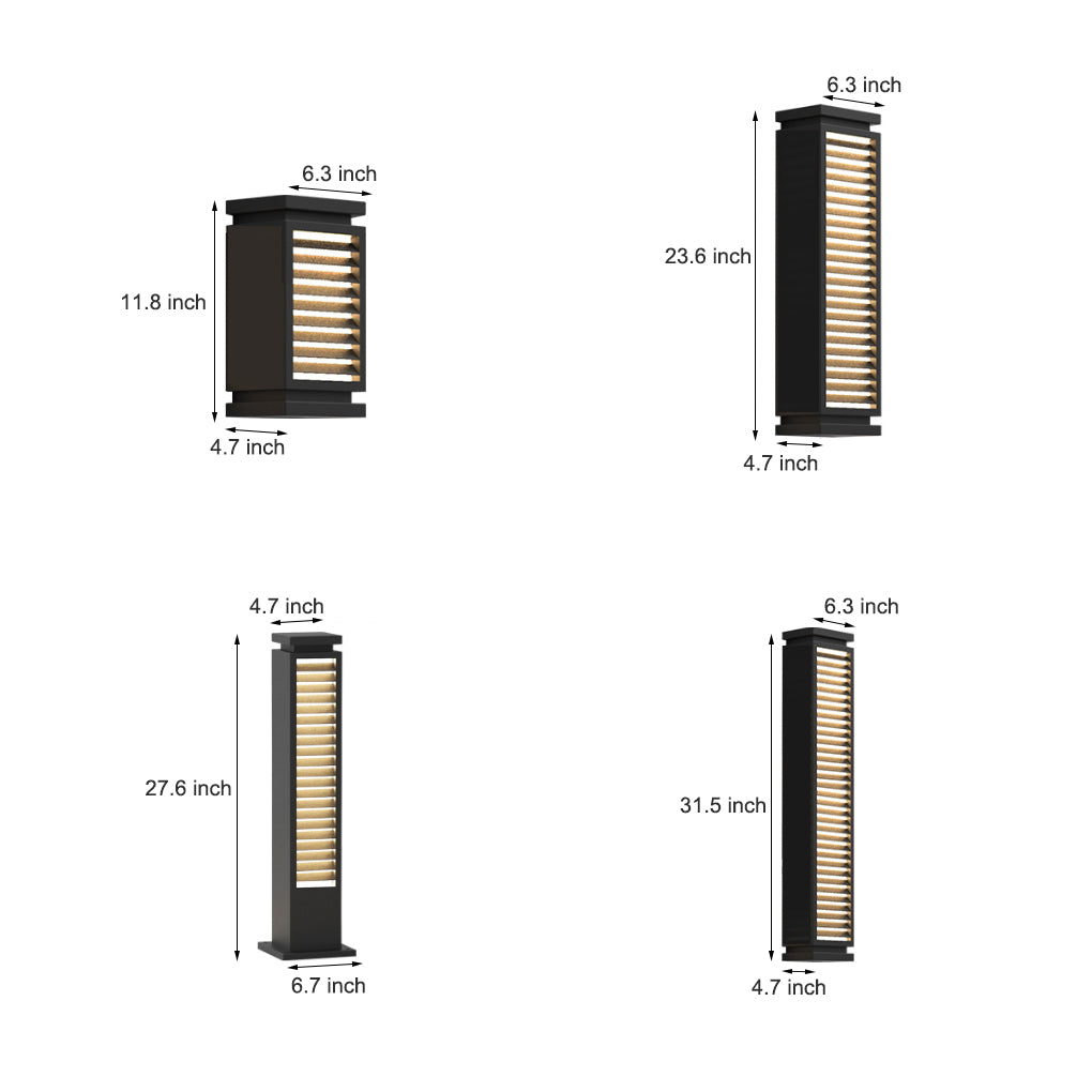 Sleek Stainless Steel LED Louvered Pathway Bollard Lights Modern Waterproof Design