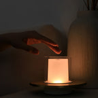Modern Cordless Cylinder Candle Table Lamp with Dish Base