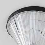 Round Solar LED Outdoor Lights in Black with Ribbed Lampshade