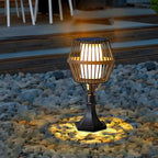 Modern Matte Black Solar Caged Lanterns