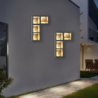 Waterproof Creative Square Combination LED Black Wall Lamp with Flowerpot