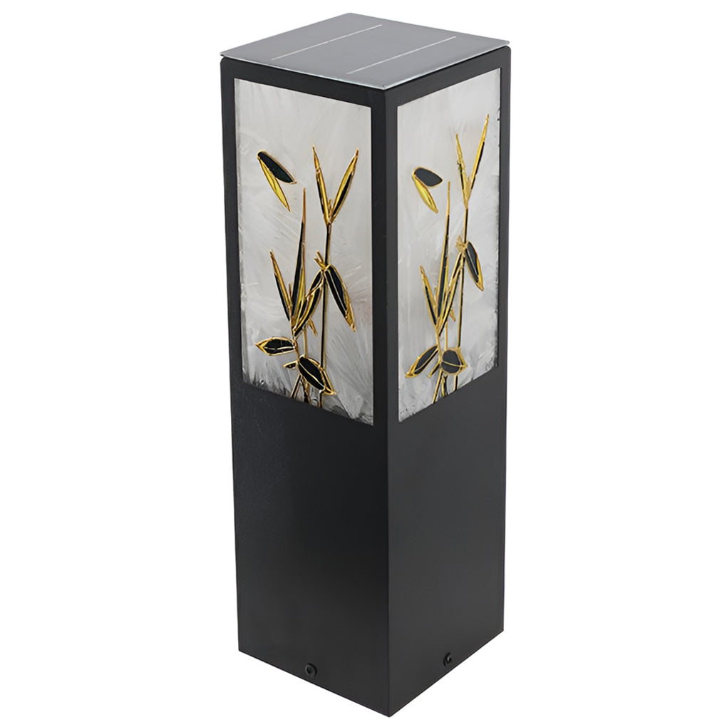 Vintage Square Solar LED Path Light Artistic Floral Landscape Bollard Lights