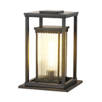 Intelligent Lighting Square Black Solar Lawn Lights with Ribbed Glass Pathway Lights