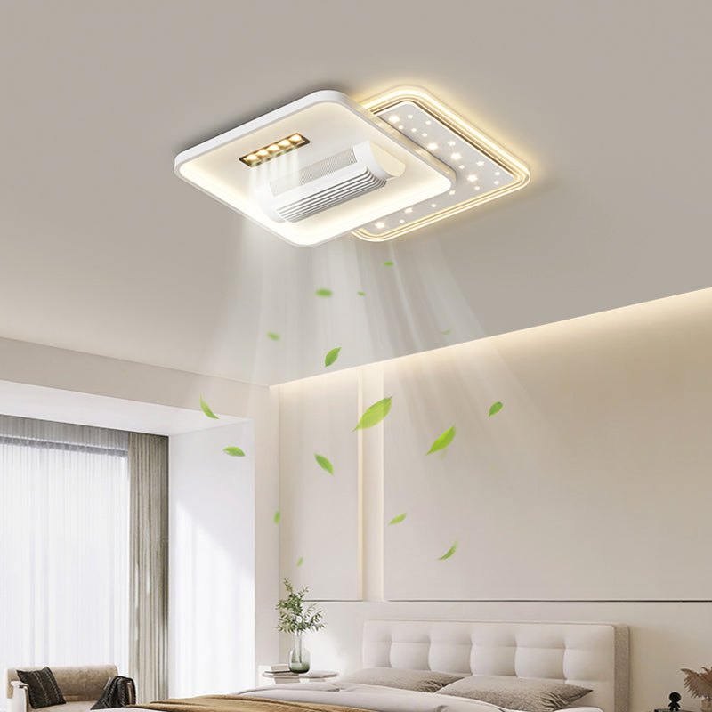 （BF211）BEMFAN 2026 New Bladeless Ceiling Fan with Light, three color dimming, 20-inch Modern Recessed Ceiling Fan with Remote Control and Dimmable LED Light, 6-Speed Fan Light, Suitable for Bedroom and Living Room, Applicable Voltage Range: 100-240V