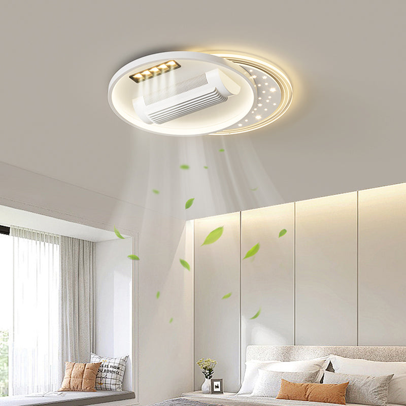 （BF211）BEMFAN 2026 New Bladeless Ceiling Fan with Light, three color dimming, 20-inch Modern Recessed Ceiling Fan with Remote Control and Dimmable LED Light, 6-Speed Fan Light, Suitable for Bedroom and Living Room, Applicable Voltage Range: 100-240V