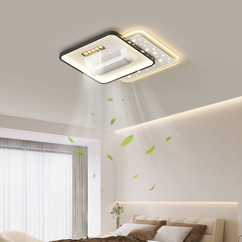 （BF211）BEMFAN 2026 New Bladeless Ceiling Fan with Light, three color dimming, 20-inch Modern Recessed Ceiling Fan with Remote Control and Dimmable LED Light, 6-Speed Fan Light, Suitable for Bedroom and Living Room, Applicable Voltage Range: 100-240V