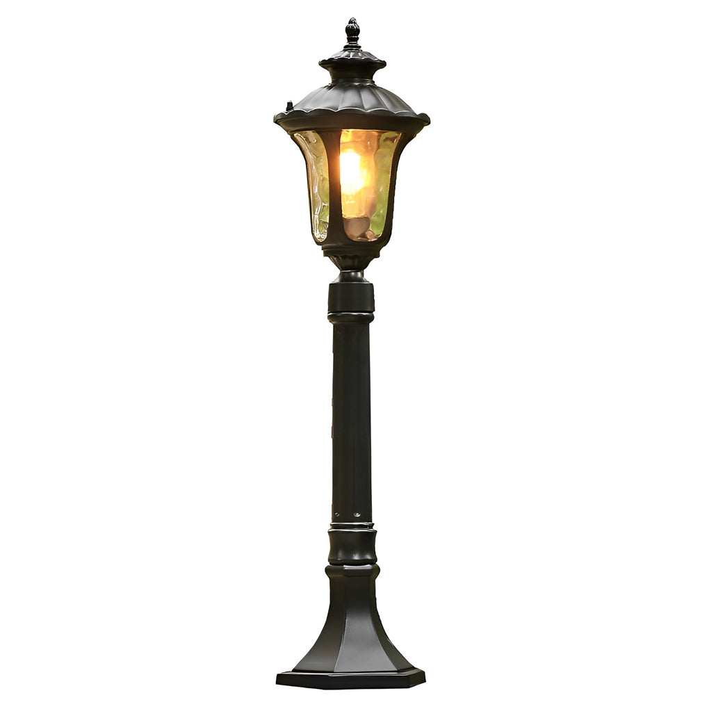 Vintage Classic Black LED Outdoor Lawn Post Light with Water Glass Lens